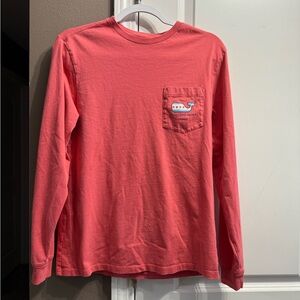 Vineyard Vines Coral Long-Sleeve Pocket Tee